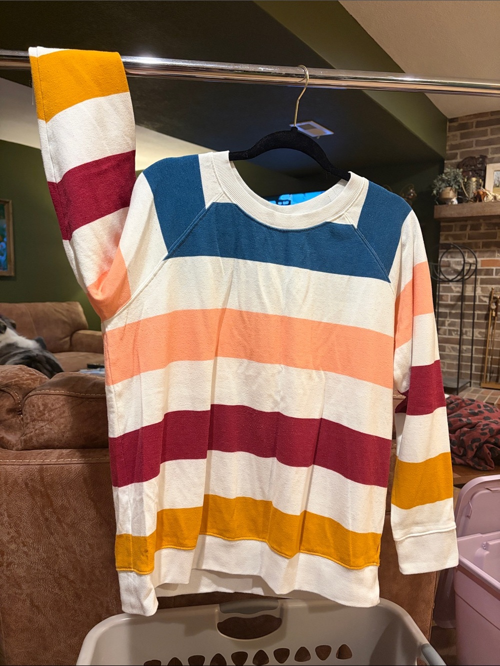 torrid Striped Crewneck Sweater - Blue, Peach, Burgundy, Mustard